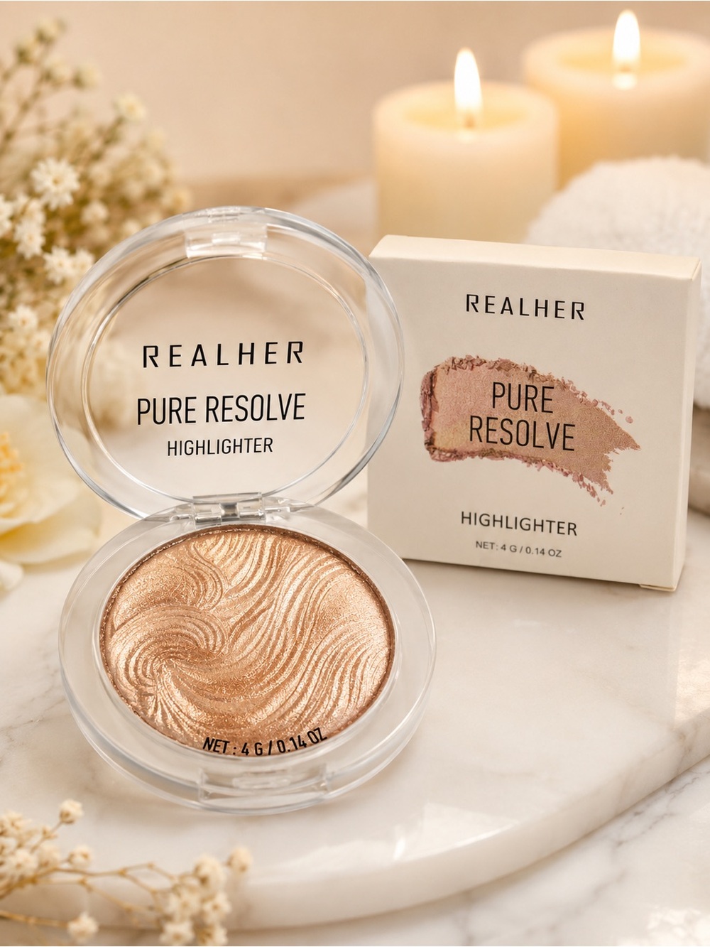 REALHER Pure Resolve Highlighter | New in Box | Luminous Glow | 0.14 oz SEALED